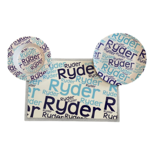 Ryder Scattered Name Theme  Microwaveable Dishwasher Safe Dish Set