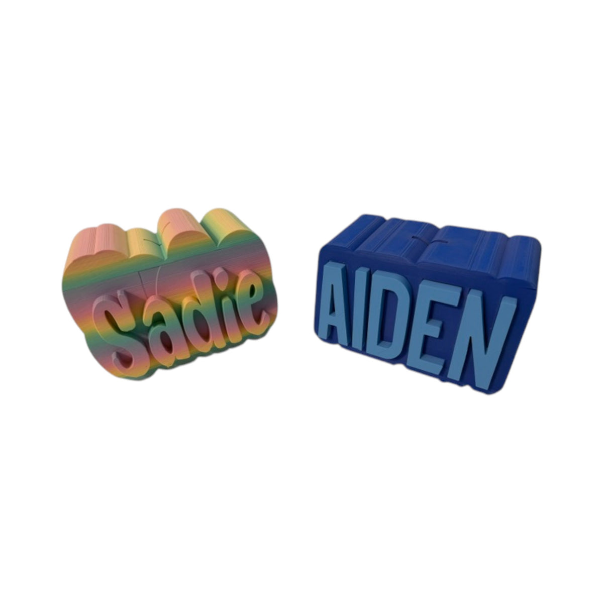 Sadie and Aiden Personalized 3D Name Plastic Bank