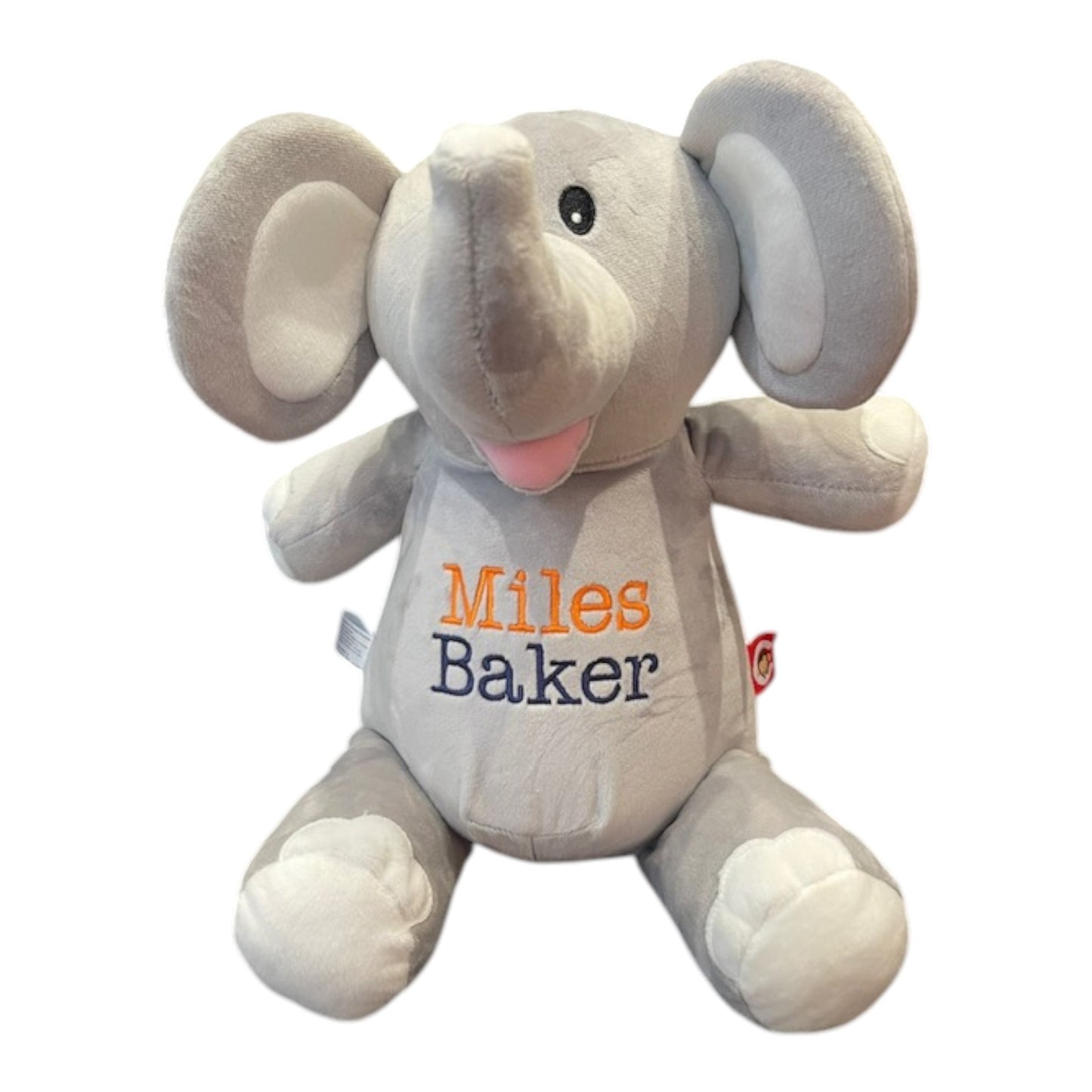 Miles Baker Personalized Embroidered Names  Stuffed Elephant