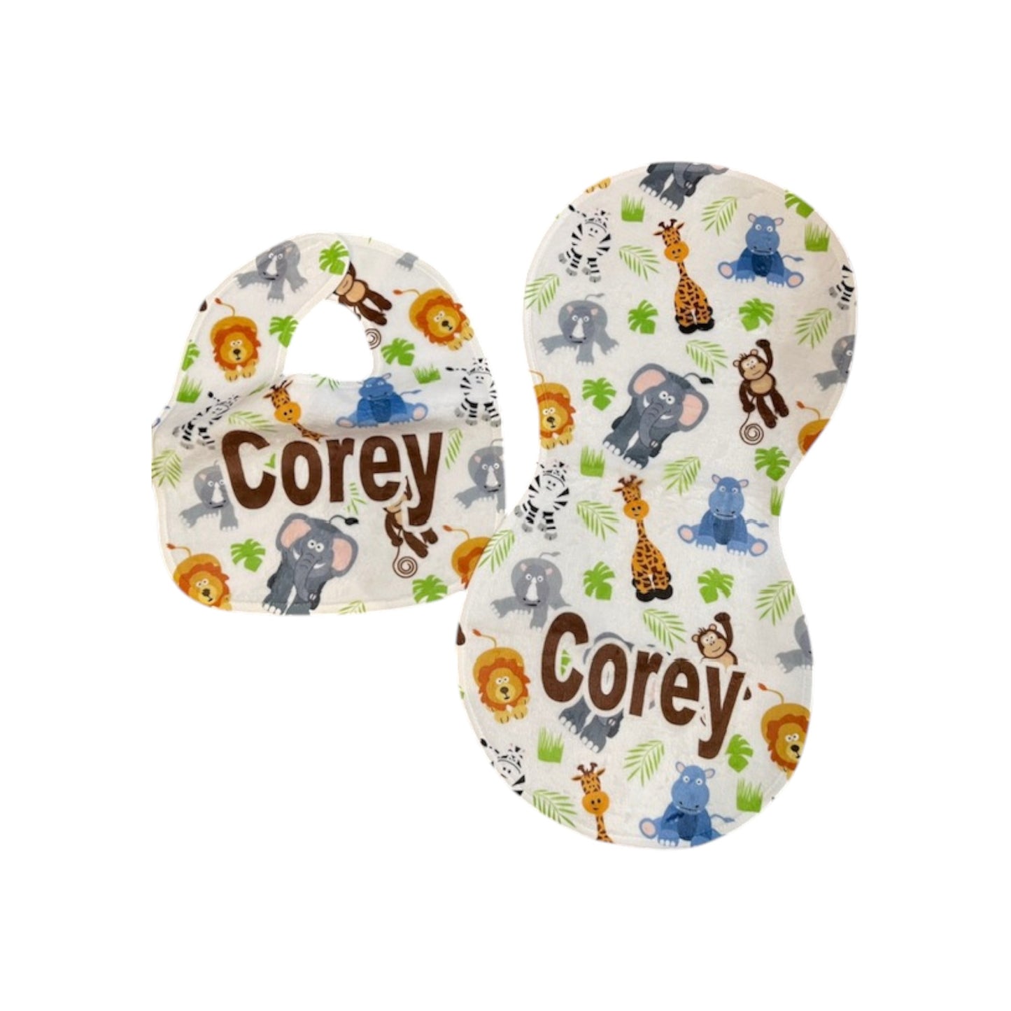 Corey Animals Theme Bib & Burp Set