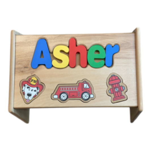 Asher Fireman Theme Puzzle Stool