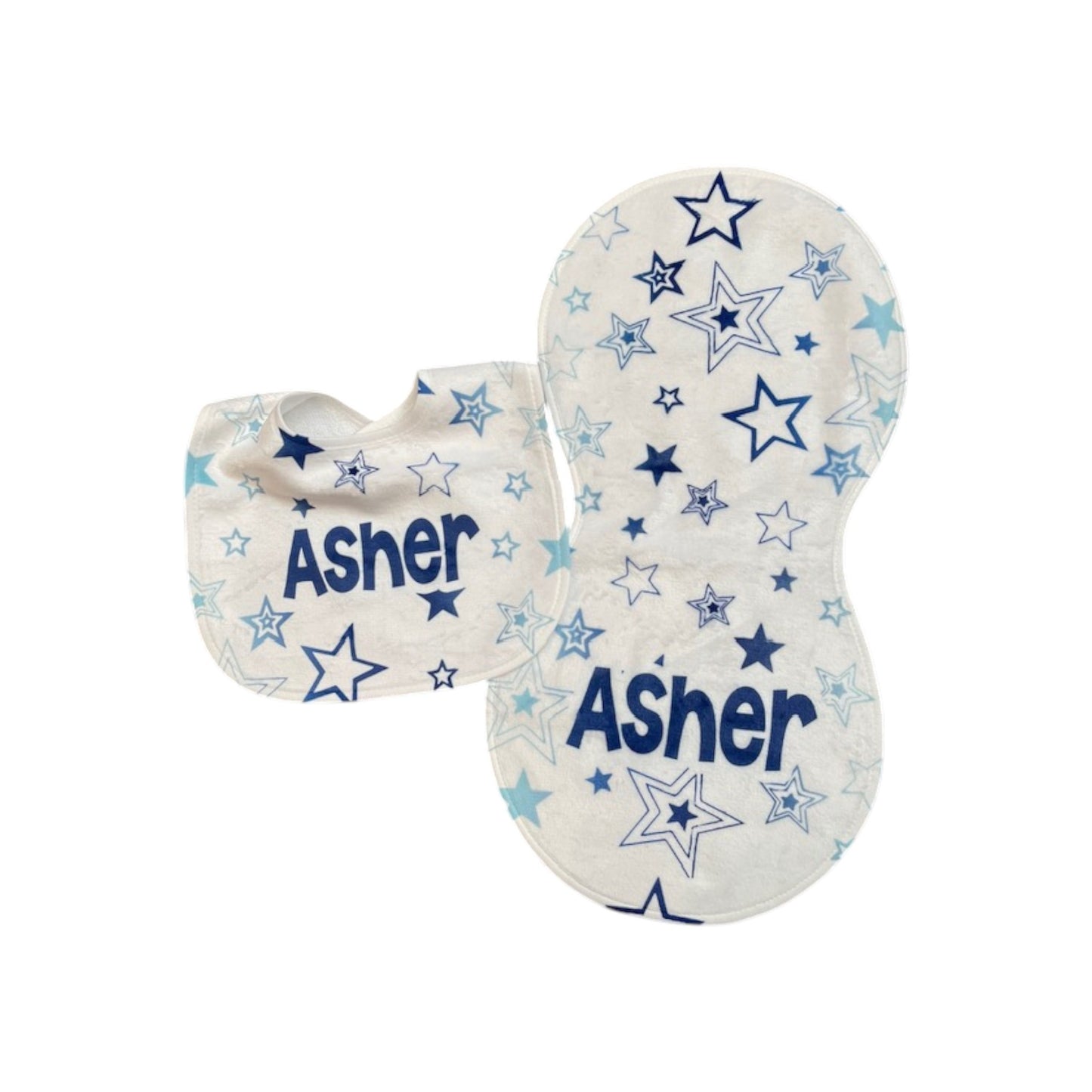 Asher Stars Theme Bib & Burp Set