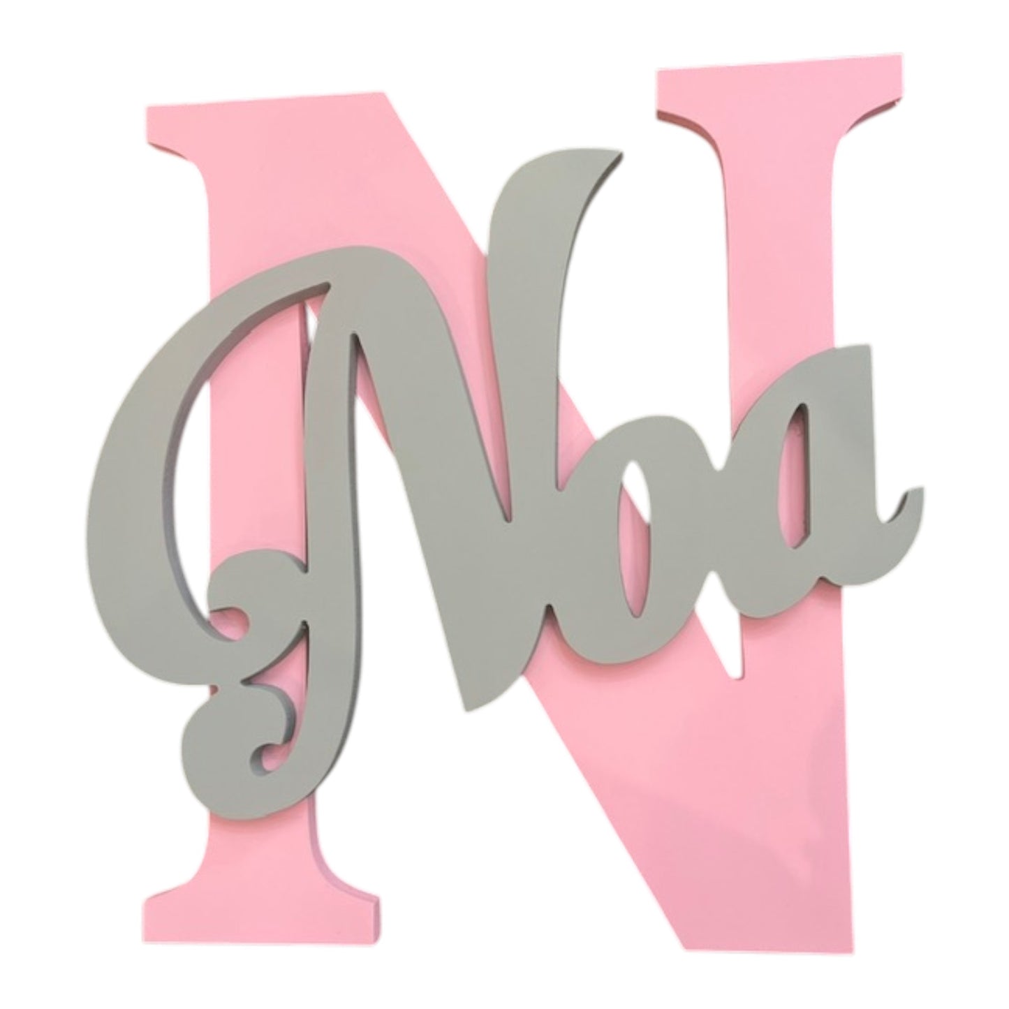 Noa Light Grey/Pink Personalized Initial/Name Wall Plaque