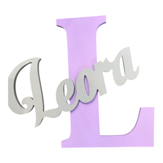 Leora Lavendar/Light Grey Personalize Initial/Name Wall Plaque