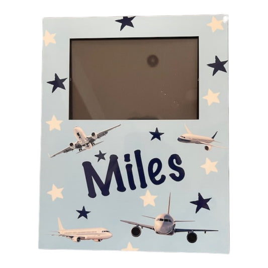 Miles Airplane Theme Personalized Picture Frame