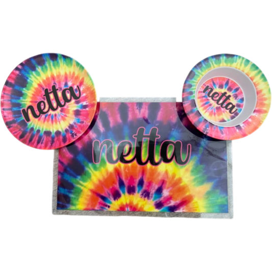 Netty Rainbow Theme Microwaveable Dishwasher Safe Dish Set