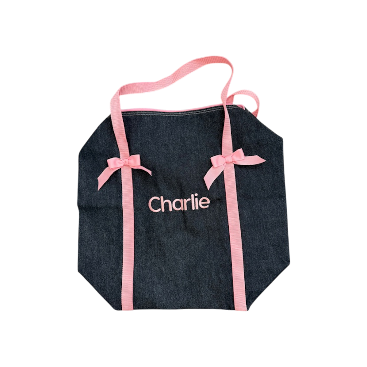 Charlie Denim Pink/Pink Personalized Embroidered Name Duffle Bag