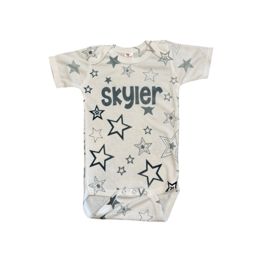 Skyler Personalized Stars Theme Onesie