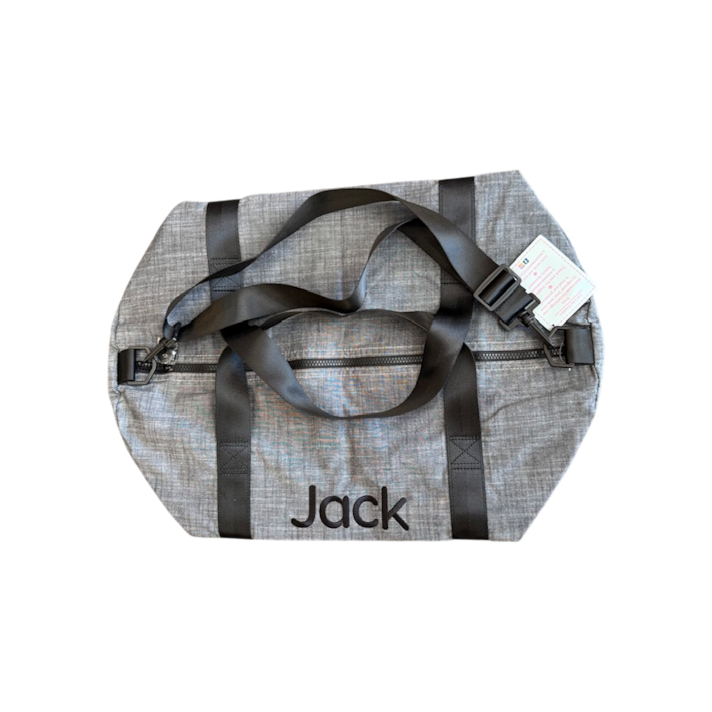 Jack Black Name  Grey Chambray Personalized Embroidered Name Duffle Bag