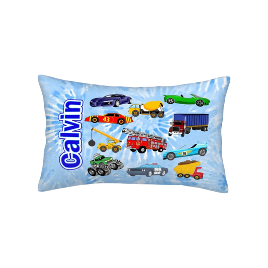 Calvin Cars and Trucks Theme Personalized Pillow Case