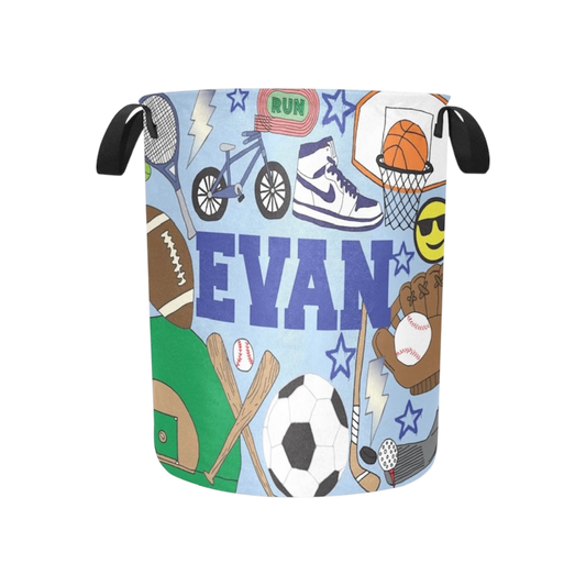Evan Boys Theme Personalized Canvas Storage Hamper/Toy Bin