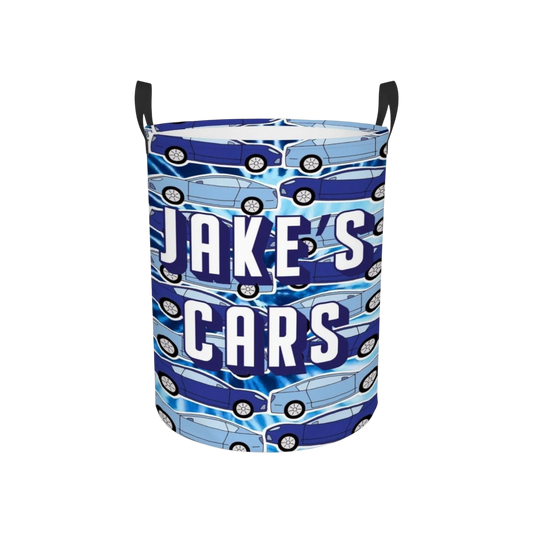 Jake’s Cars Theme Personalized Canvas Syorage Hamper/ Toy Bin