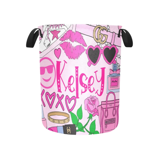Kelsey Girly a theme Personalized Canvas Storage Toy/Hamper Bin