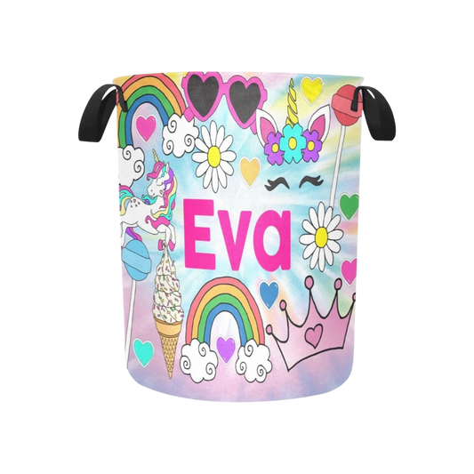 Eva Girly Theme Personalized Canvas Storage Toy/Hamper Bin