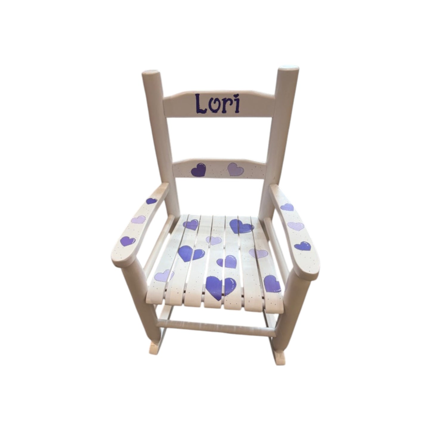 Lori Lav/Purple Hearts Wood Rocking Chair