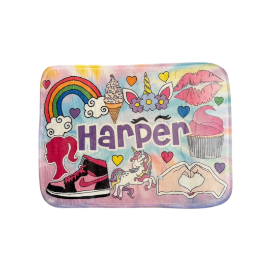 Harper Girly Girl Theme Personalized Floor Mat