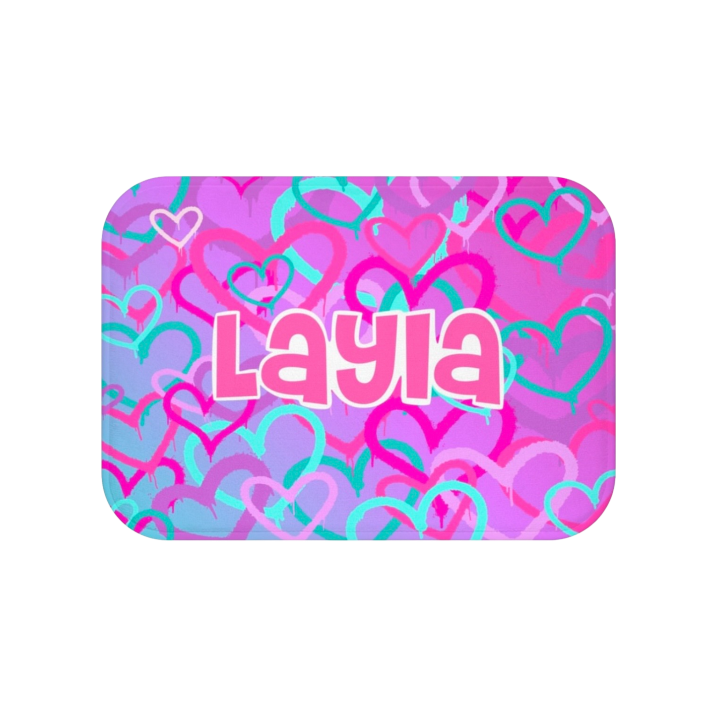 Layla Hearts Theme Personalized Floor Mat