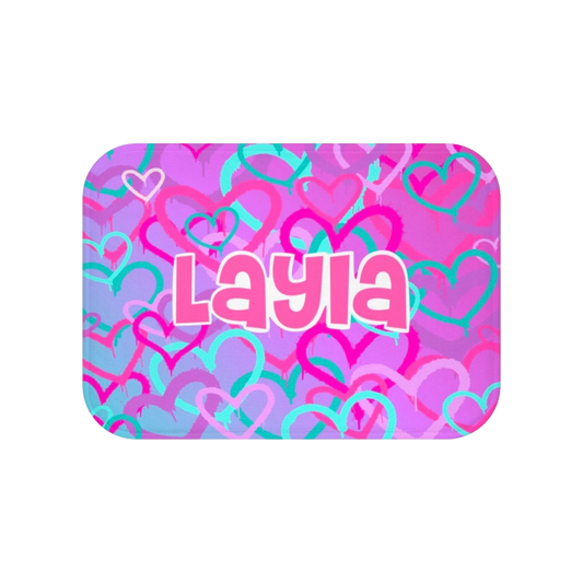 Layla Hearts Theme Personalized Floor Mat