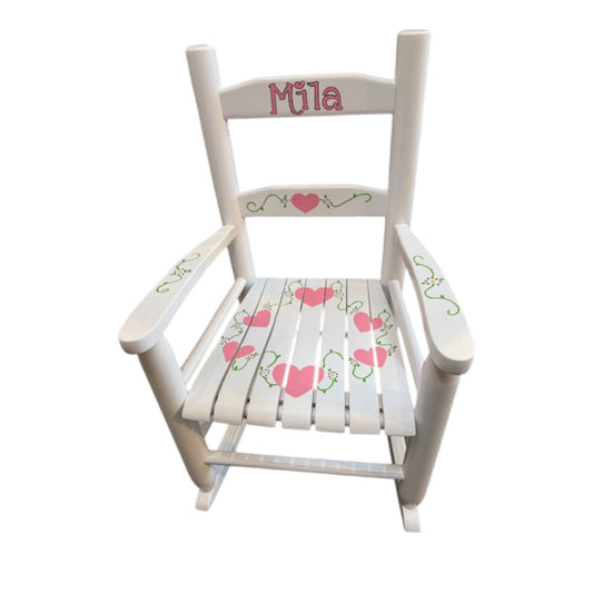 Mila Heart/Flower Vines Wood Rocking Chair