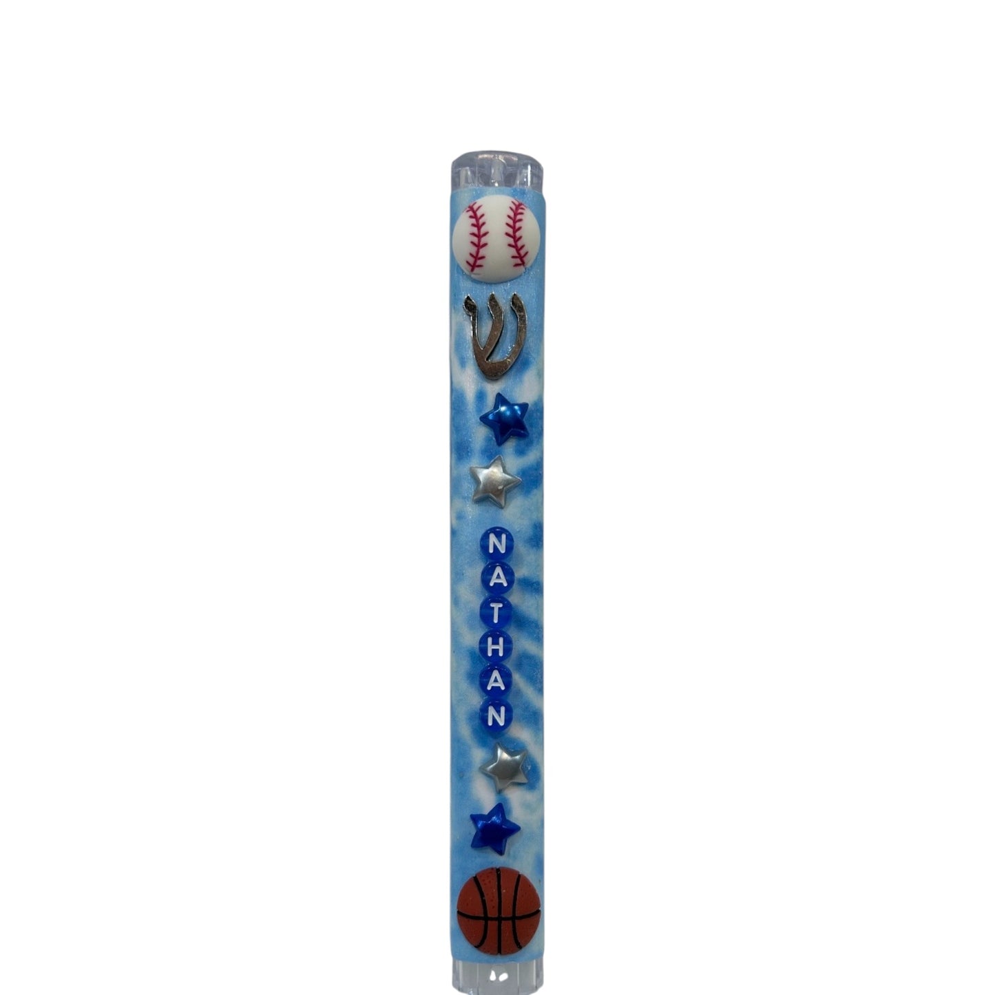 Nathan Baseball/Basketball/Stars 3D Theme Personalized Mezuzzah