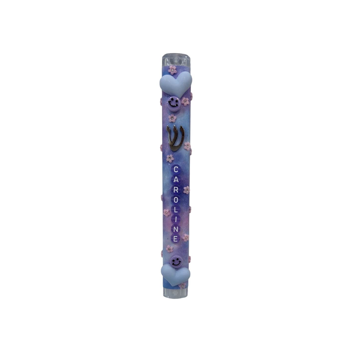 Charlotte Smiley Faces/Hearts/Flowers 3D Theme Personalized Mezuzzah