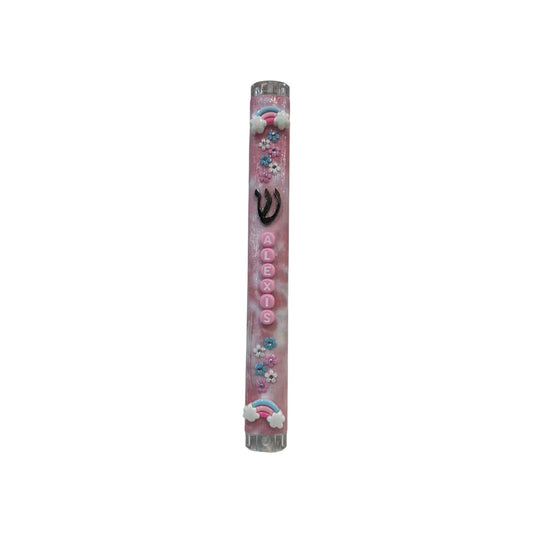 Alexis Rainbows/Hearts 3D Theme Personalized Mezuzzzah