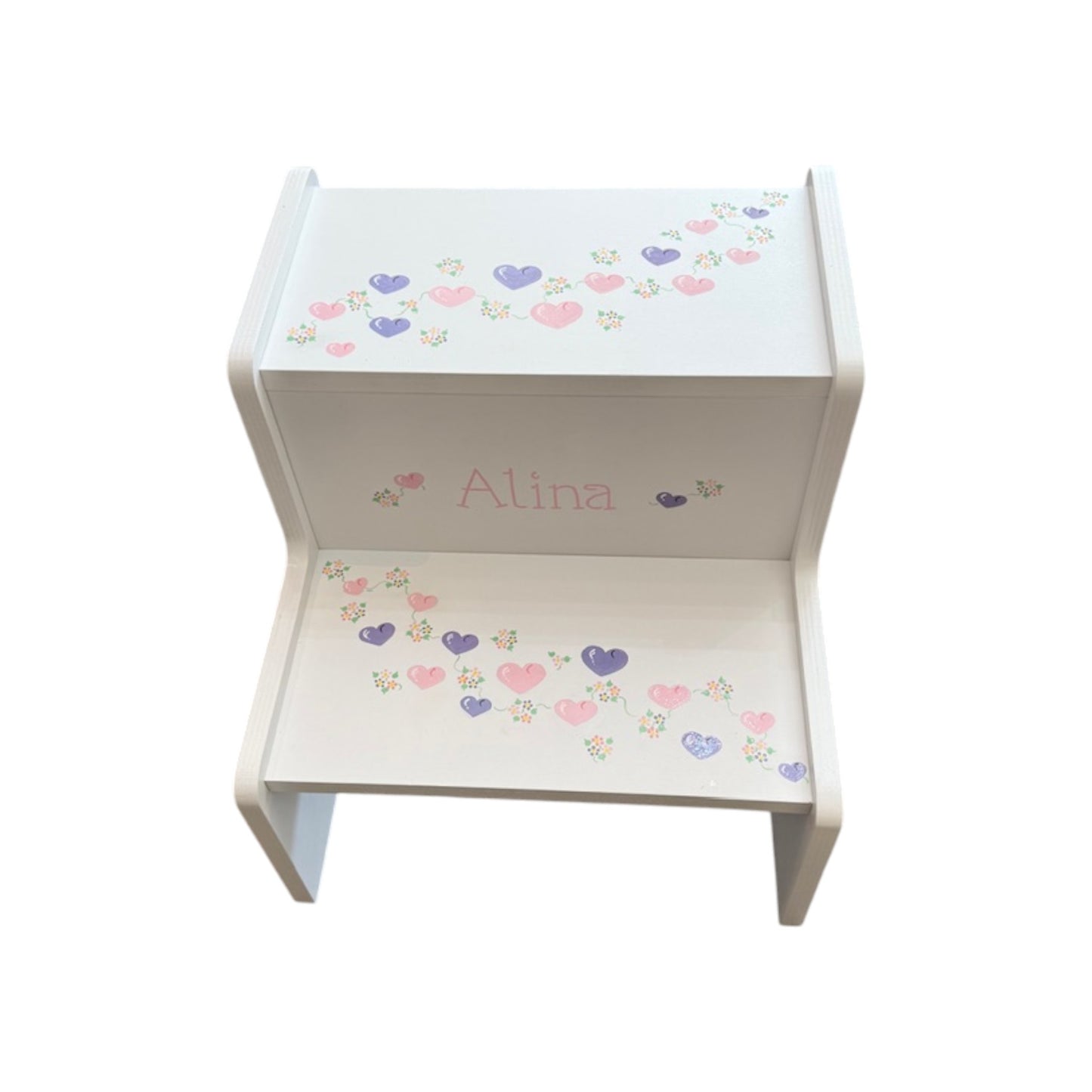 Alina Hearts/Flower Theme 2 Step Up  Puzzle Stool