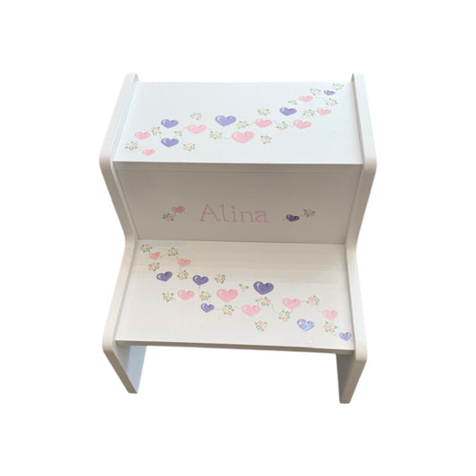 Alina Hearts/Flower Theme 2 Step Up  Puzzle Stool
