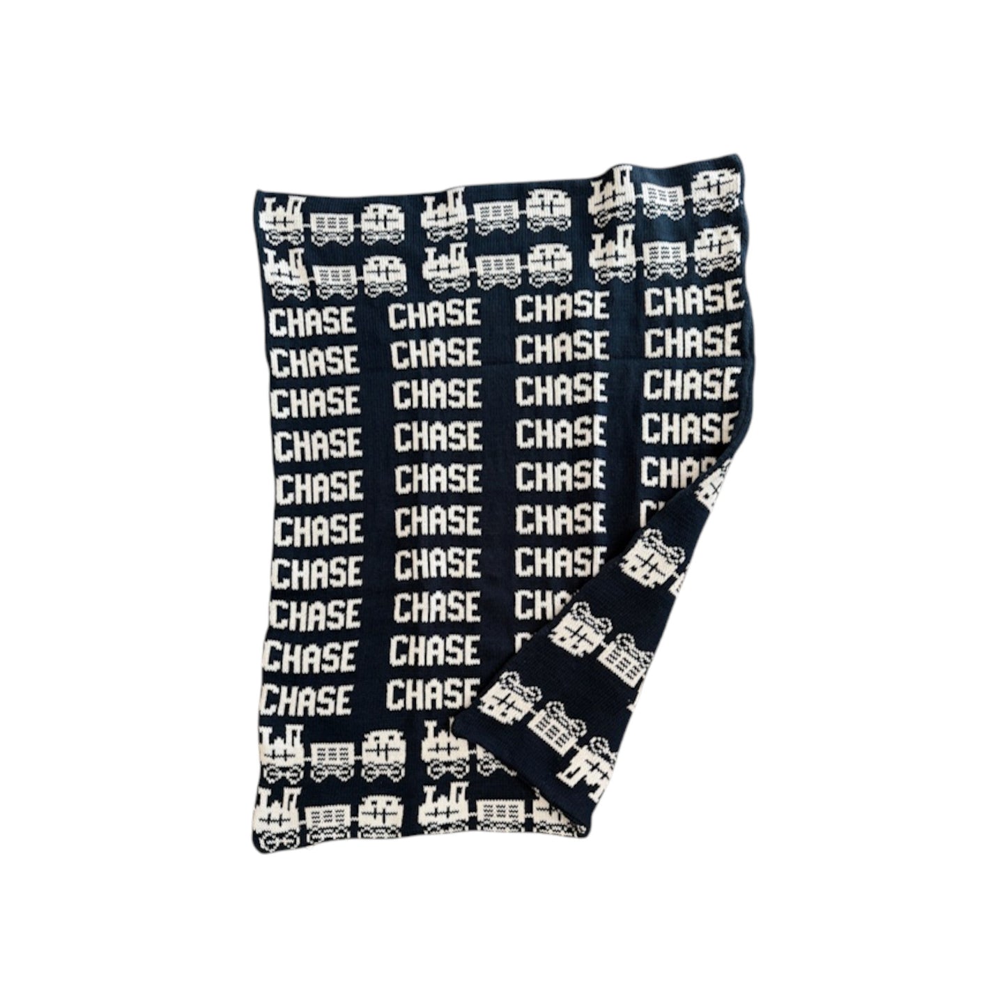 Chase Train Personalized Cotton Knit Blanket