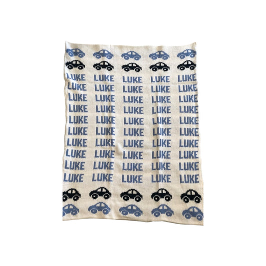 Luke Cars Theme Personalized Cotton Knit Blanket