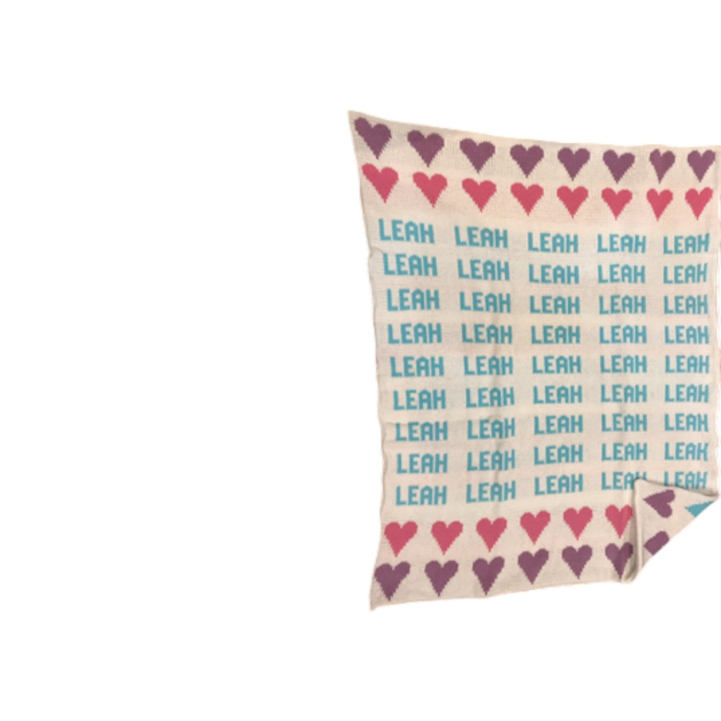 Leah Hearts Theme Personalized Cotton Knit Blanket