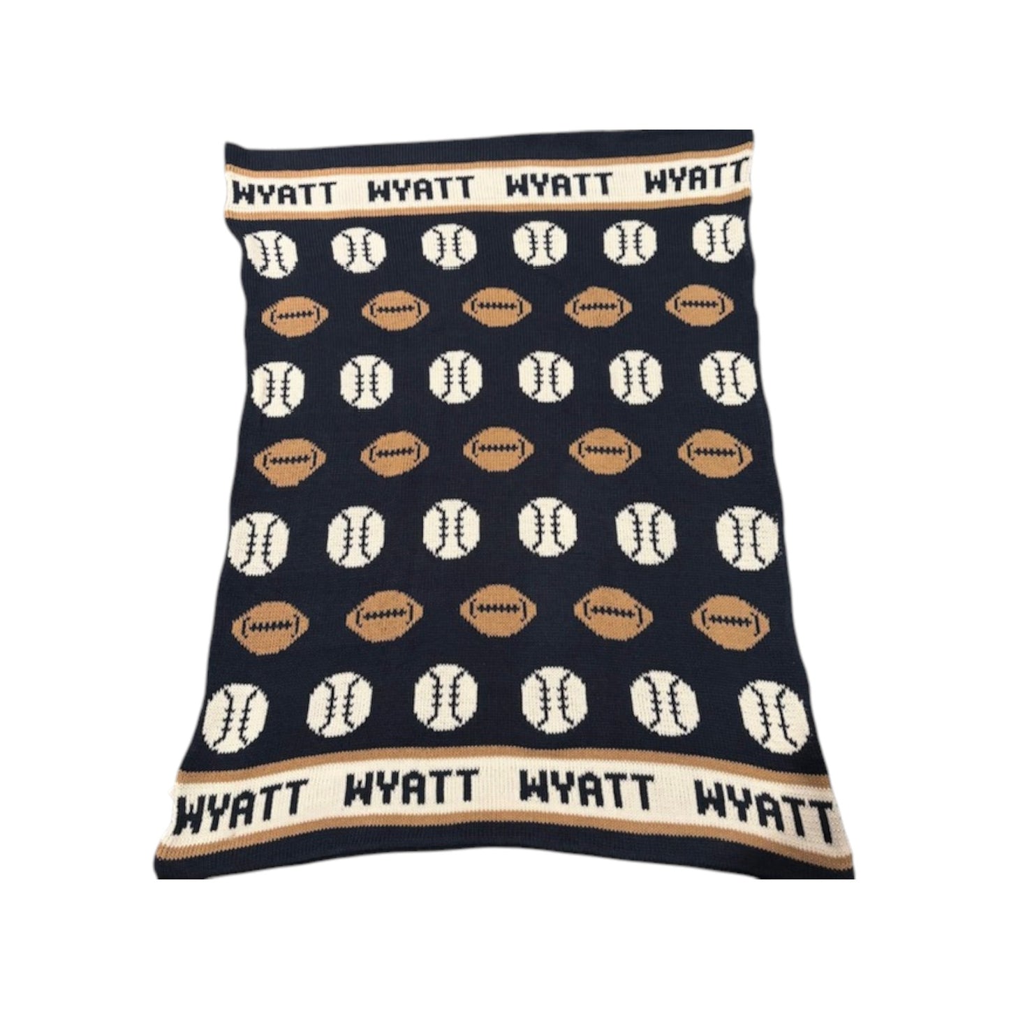 Wyatt Baseball /Football Personalized Cotton Knit Blanket