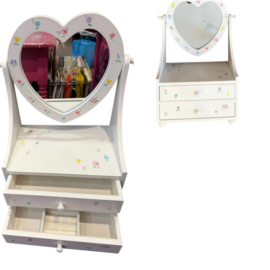 Heart Mirror 2 Drawer Jewelry Box