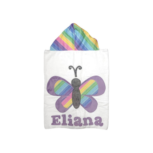Eliana Minky Rainbow Butterfly Design Hooded towel