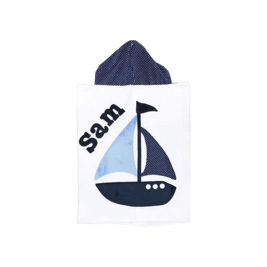 Sam Minky Sailboat Design Hooded Towel