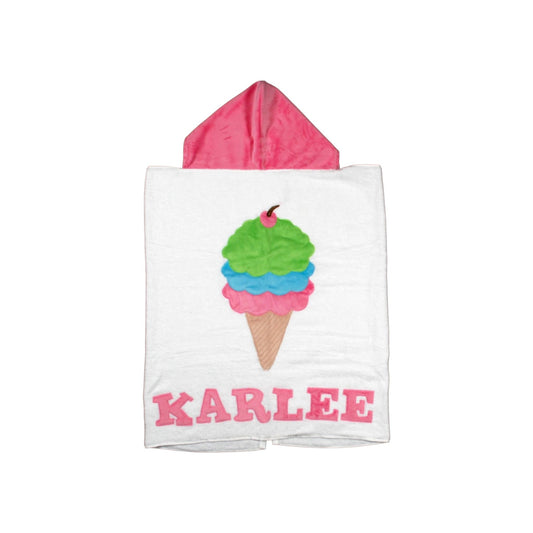 Karlee Minky Ice Cream Cone Design Hooded Towel