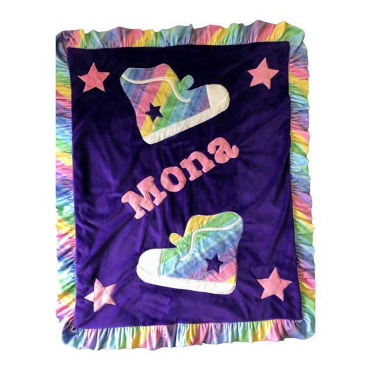 Mona High Top  Sneakers with Ruffle Minky Blanket