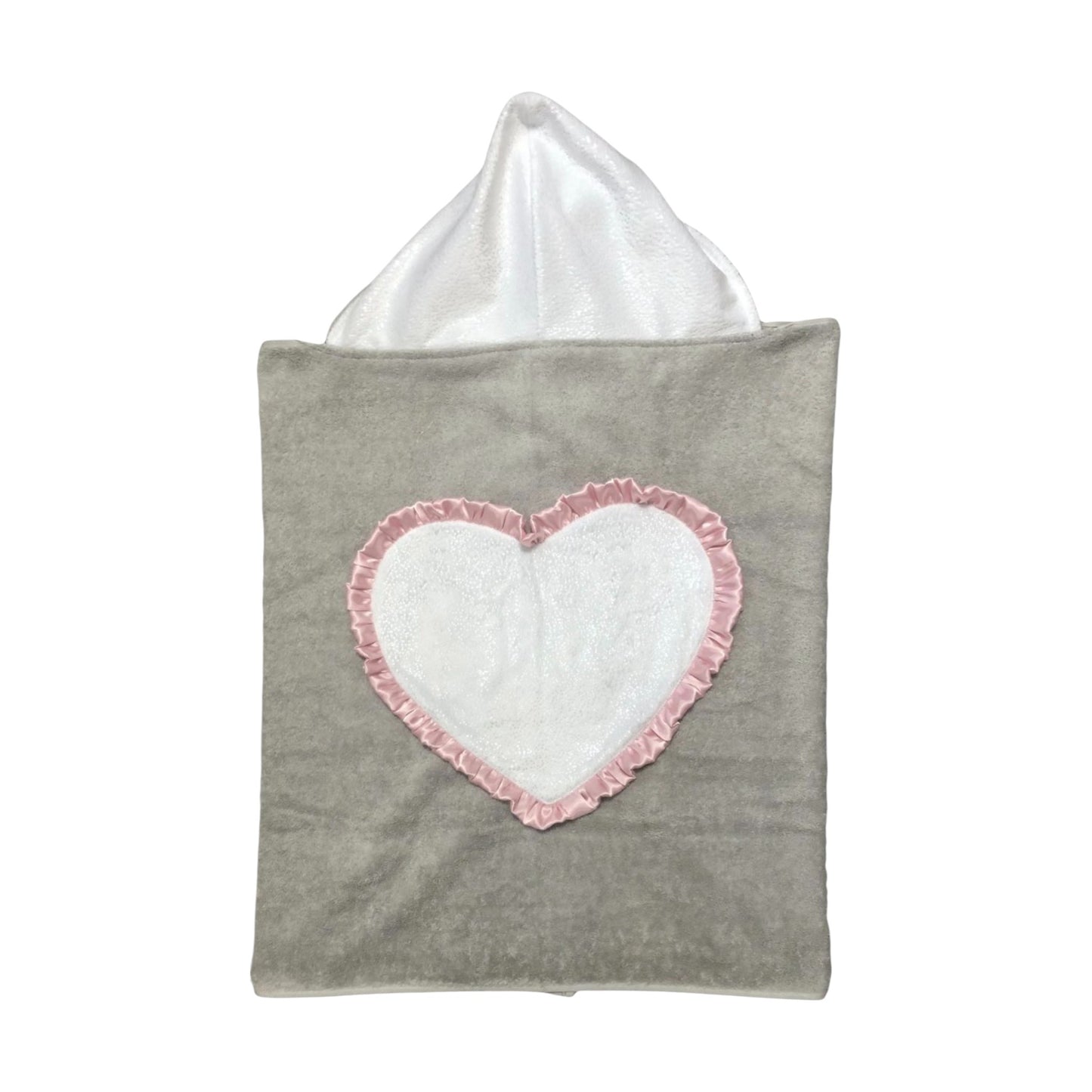 Large  Minky Heart Design Hooded Towel