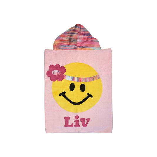 Liv Minky Flower Happy Face Hooded Towel