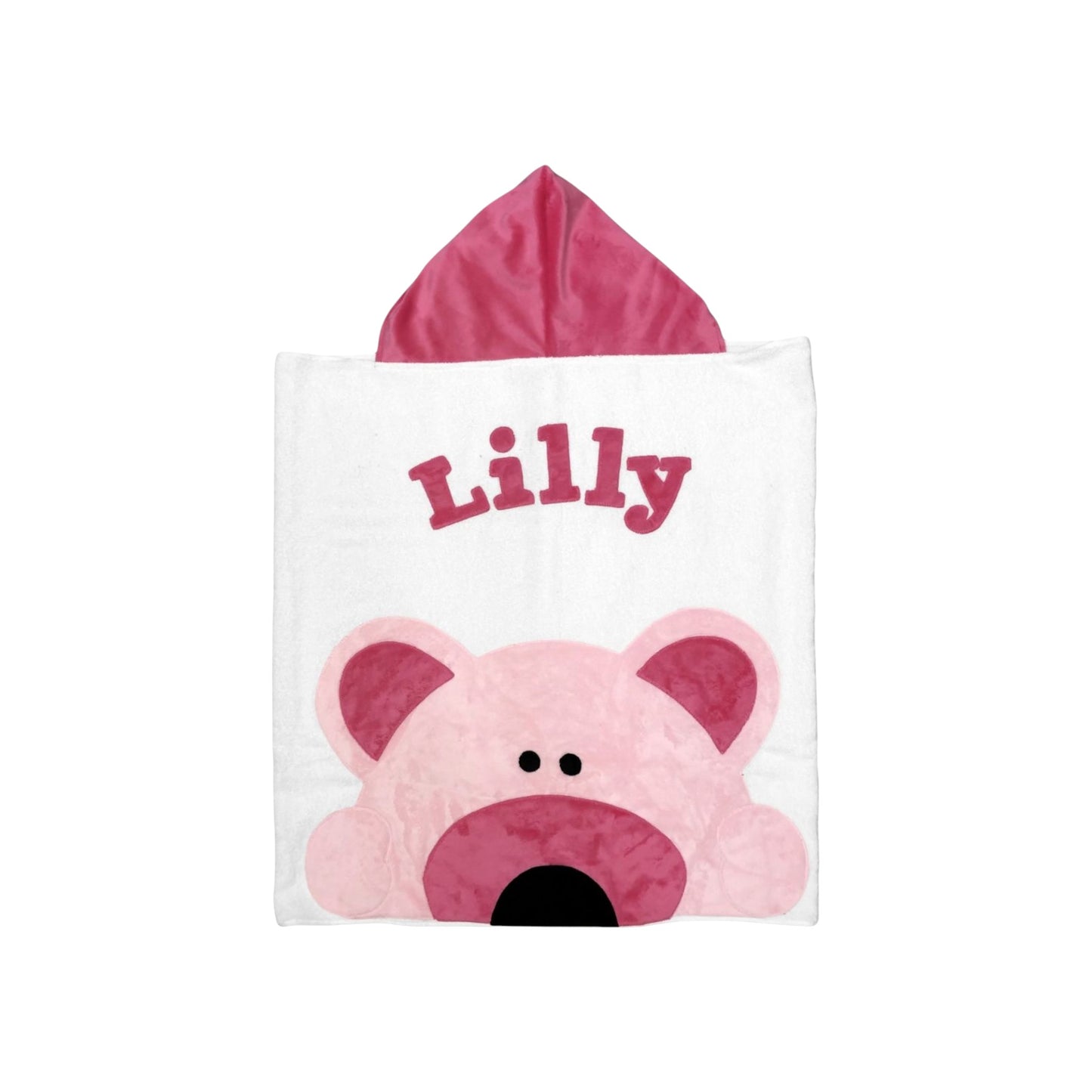 Lilly Minky Bear Design Hooded Towel