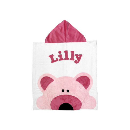 Lilly Minky Bear Design Hooded Towel
