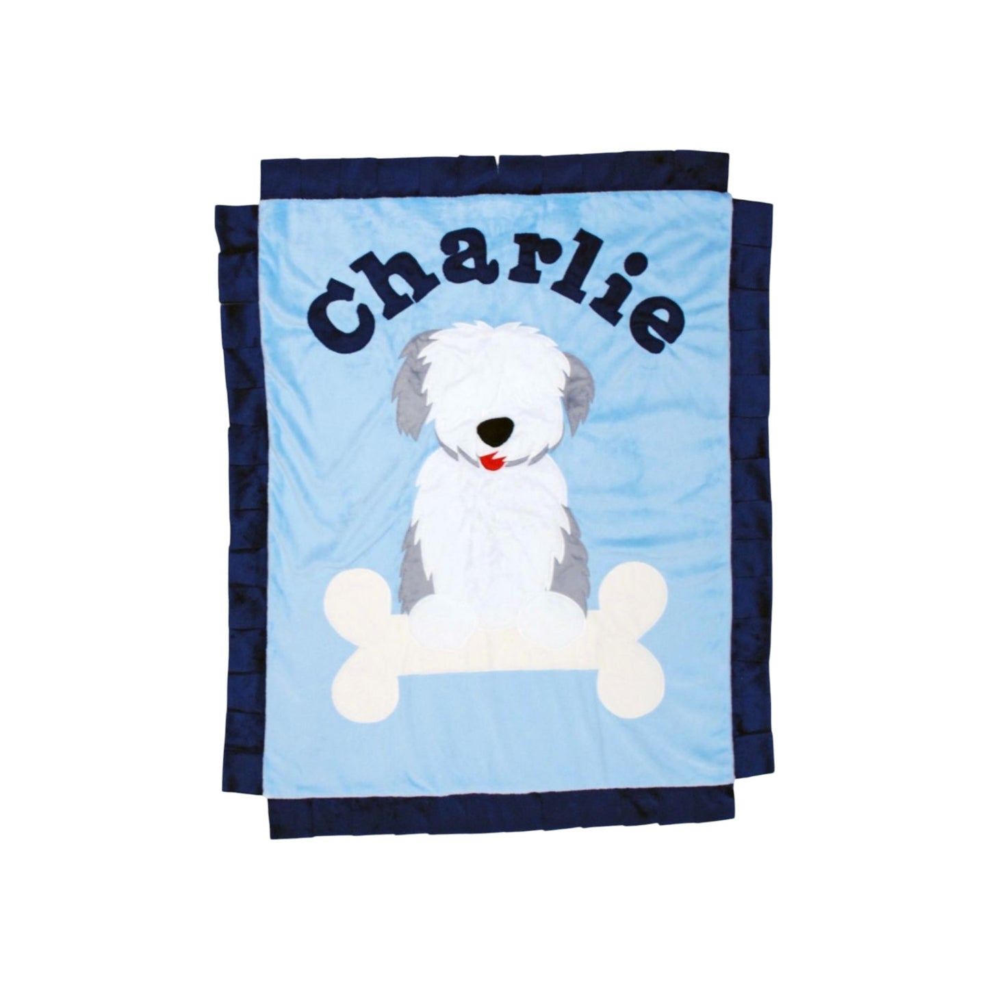 Charlie Sheep Dog Theme Personalized Minky Blanket