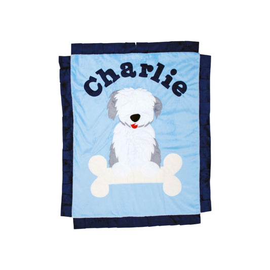 Charlie Sheep Dog Theme Personalized Minky Blanket