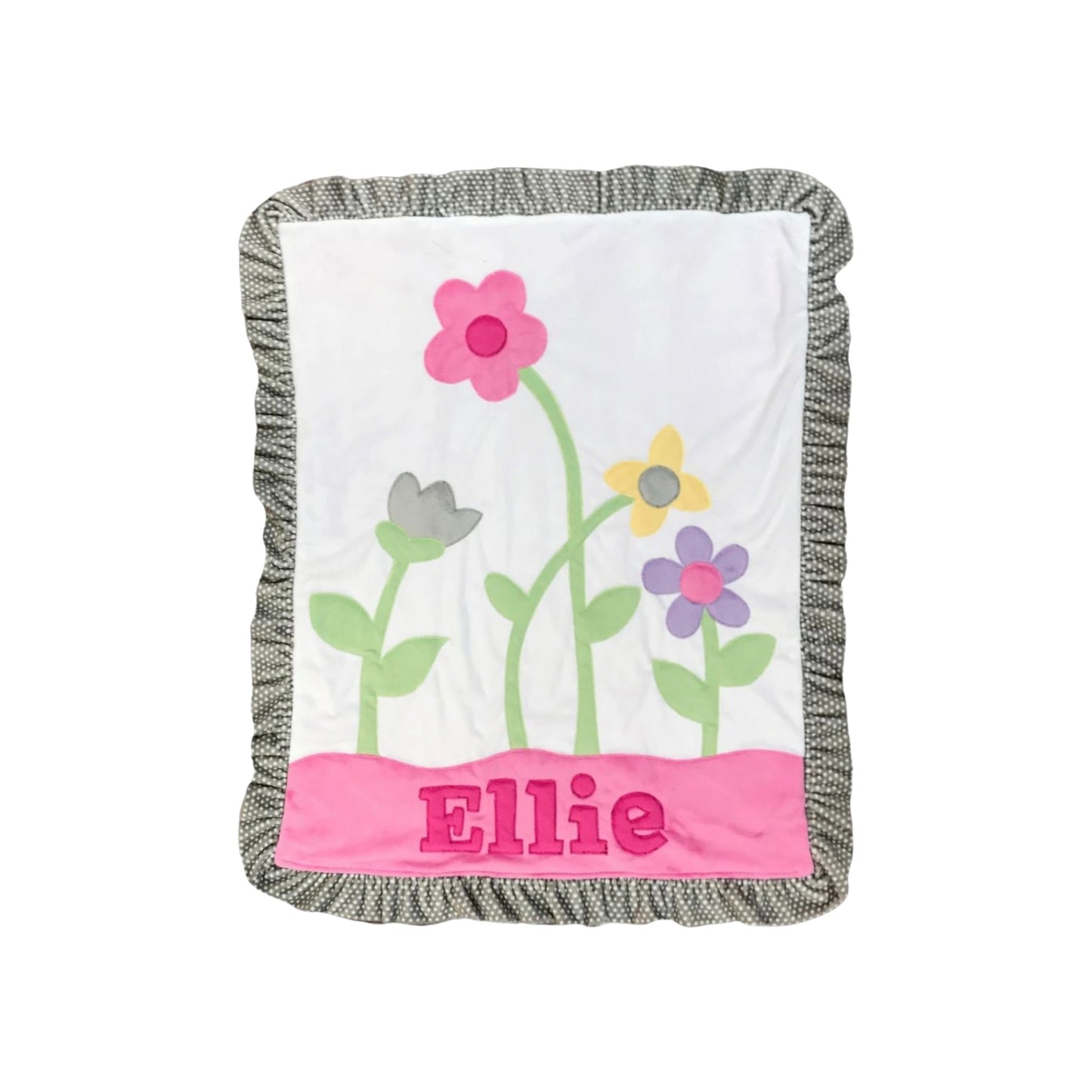Ellie Flowers Theme  Personalized Minky Blanket