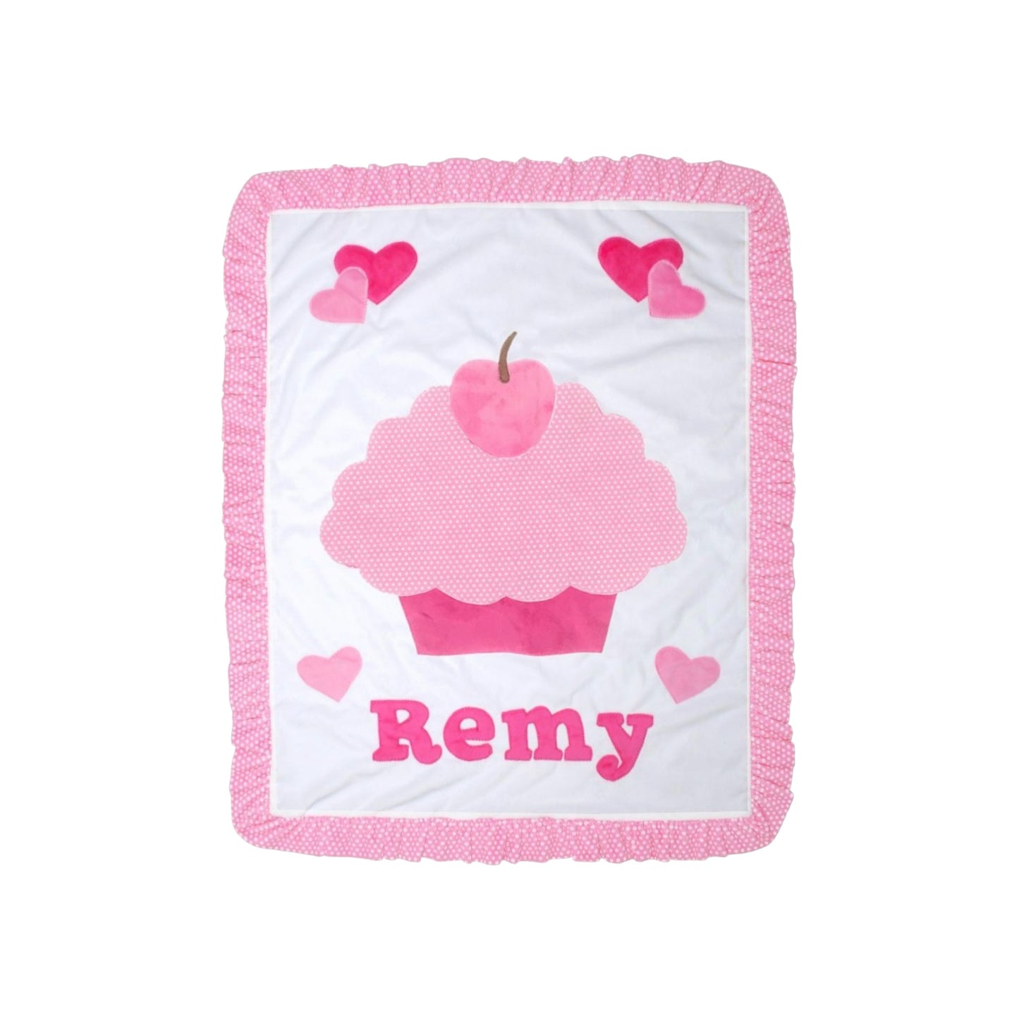 Remi Polka Dot Cupcake/Hearts  Theme Minky Blanket