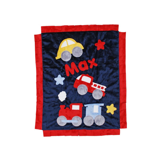 Max Transportation Theme Personalized Minky Blanket