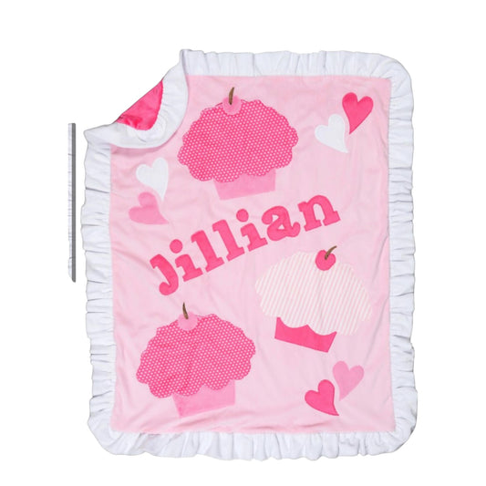 Jillian Cupcakes Theme Personalized Minky Blanket