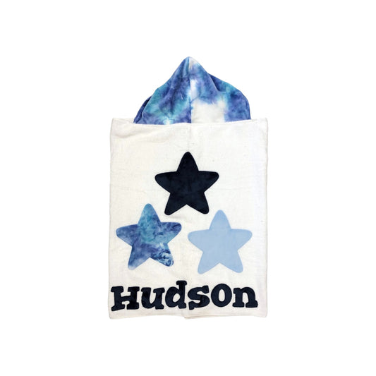 Hudson Minky Stars Design Hooded Towel