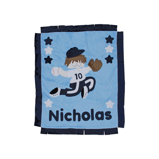 Nicholas Baseball Boy ThemePersonalzied Minky Blanket