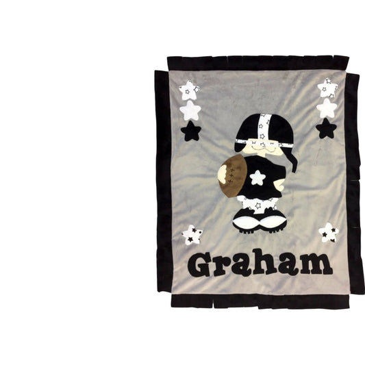 Graham Footbsll Boy Theme Personalized Minky Blanket